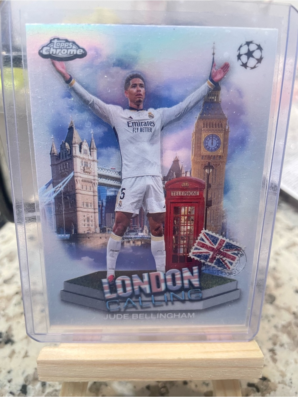 Topps Jude Bellingham Real Madrid Card - White and Silver Holographic Accents